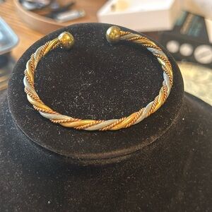 Vintage artisan handmade twisted mixed metal cuff BRACELET copper brass silver